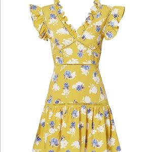 J.O.A yellow summer floral dress with ruffle (M)